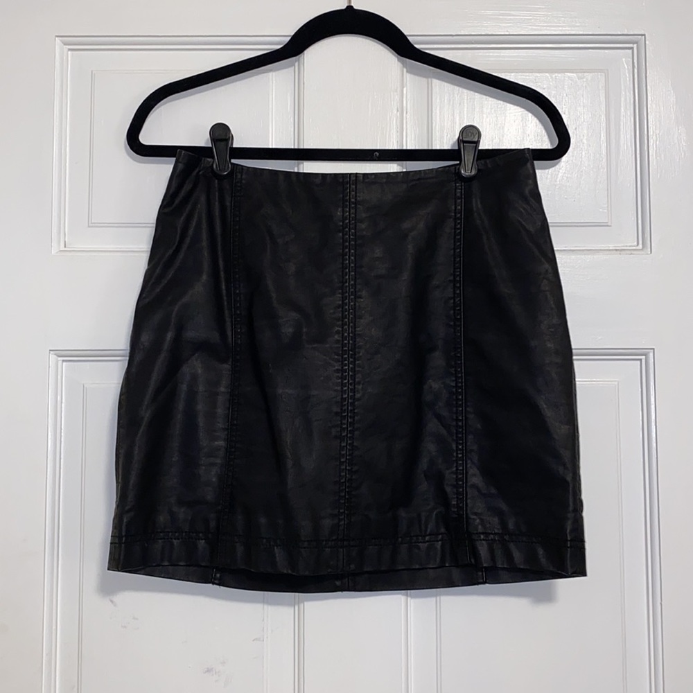 Free People Black Faux Leather Mini Skirt